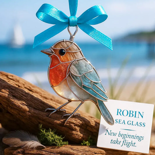 Handmade Sea Glass Bird Ornament