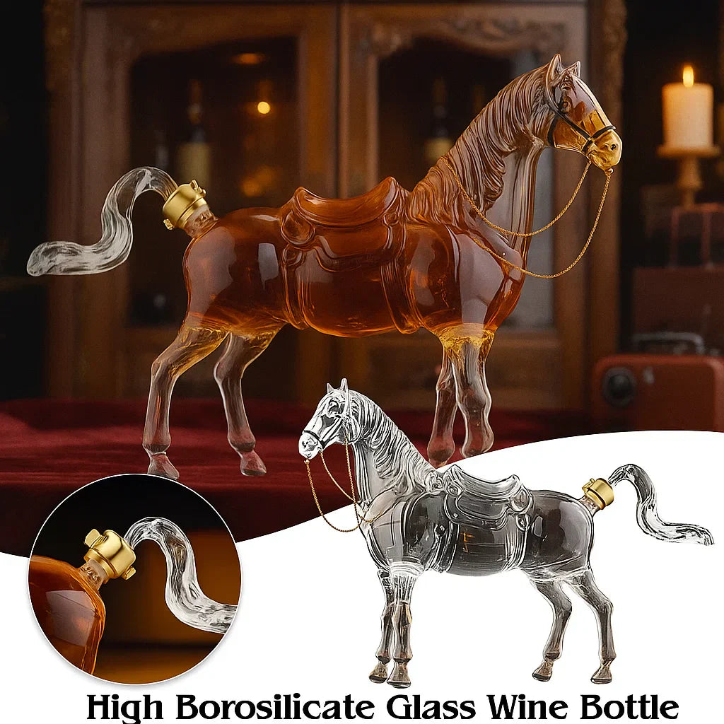🐴 Zodiac Horse Glass Wine Bottle