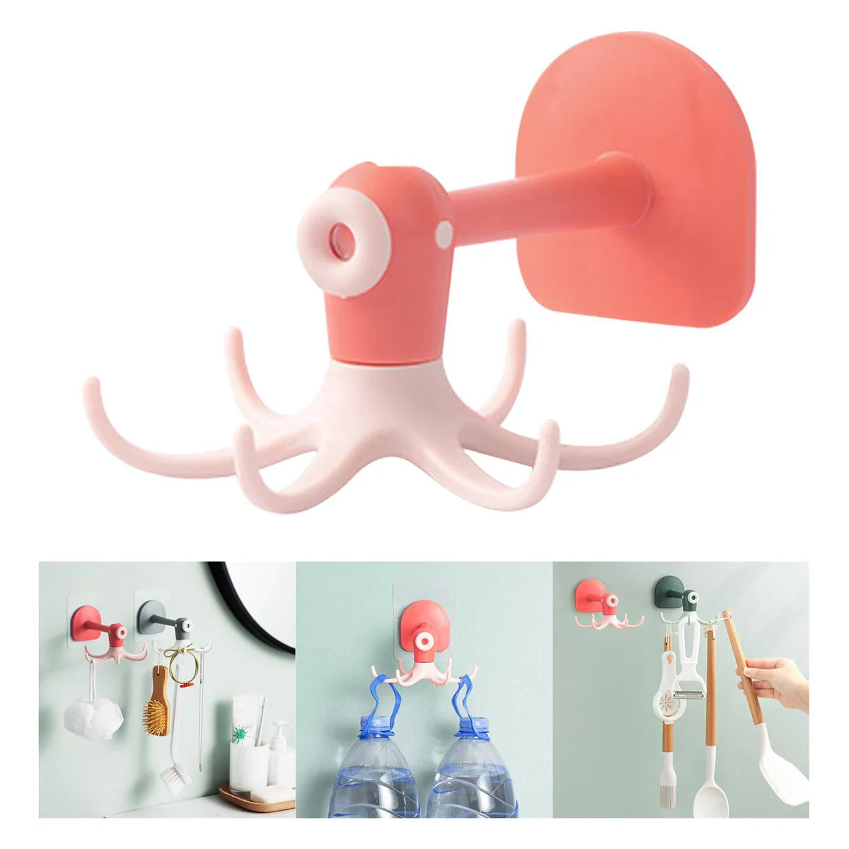 360° Rotating Octopus Adhesive Hook: No-Drill Storage🛡️