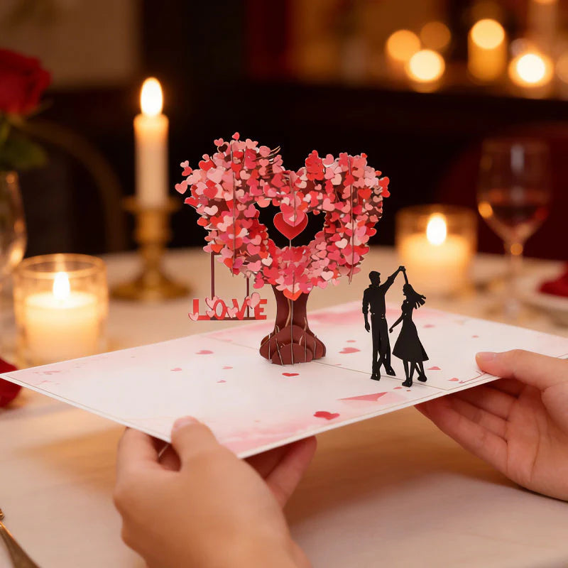 Romantic "Dancing Under the Heart Tree" 3D Greeting Card