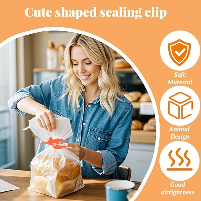 Reusable animal-shaped food bag clips