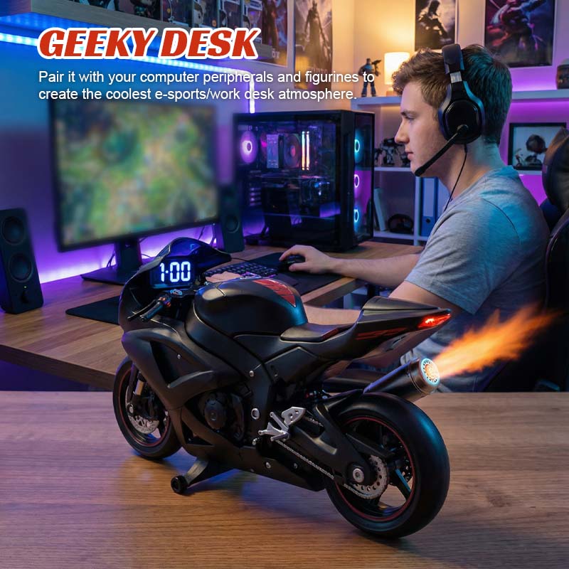 🏍️ Realistic Motorcycle Digital Alarm Clock 🏁✨