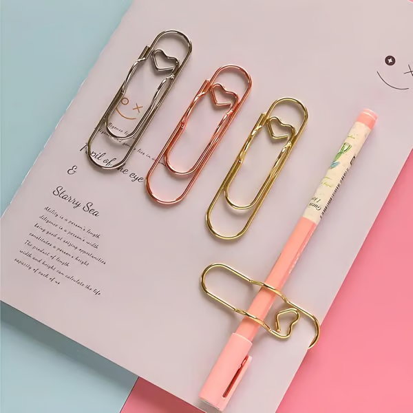 ❤️ Heart Pen Clips | Metal Multifunctional Paperclip Pen Holder