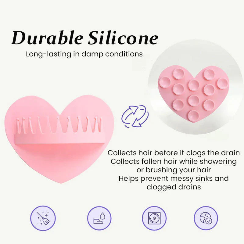 💗 Heart-Shaped Hair Catcher for Bathroom
