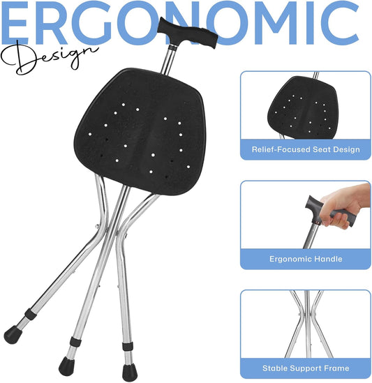 2-in-1 Cane Stool: Walk & Rest Anywhere 🦯