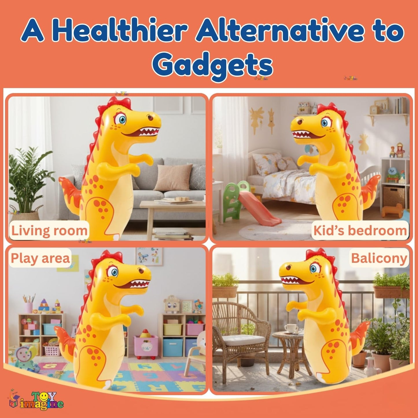 🦖 Dino Inflatable Punching Bag for Kids – Bounce-Back Active Play Toy