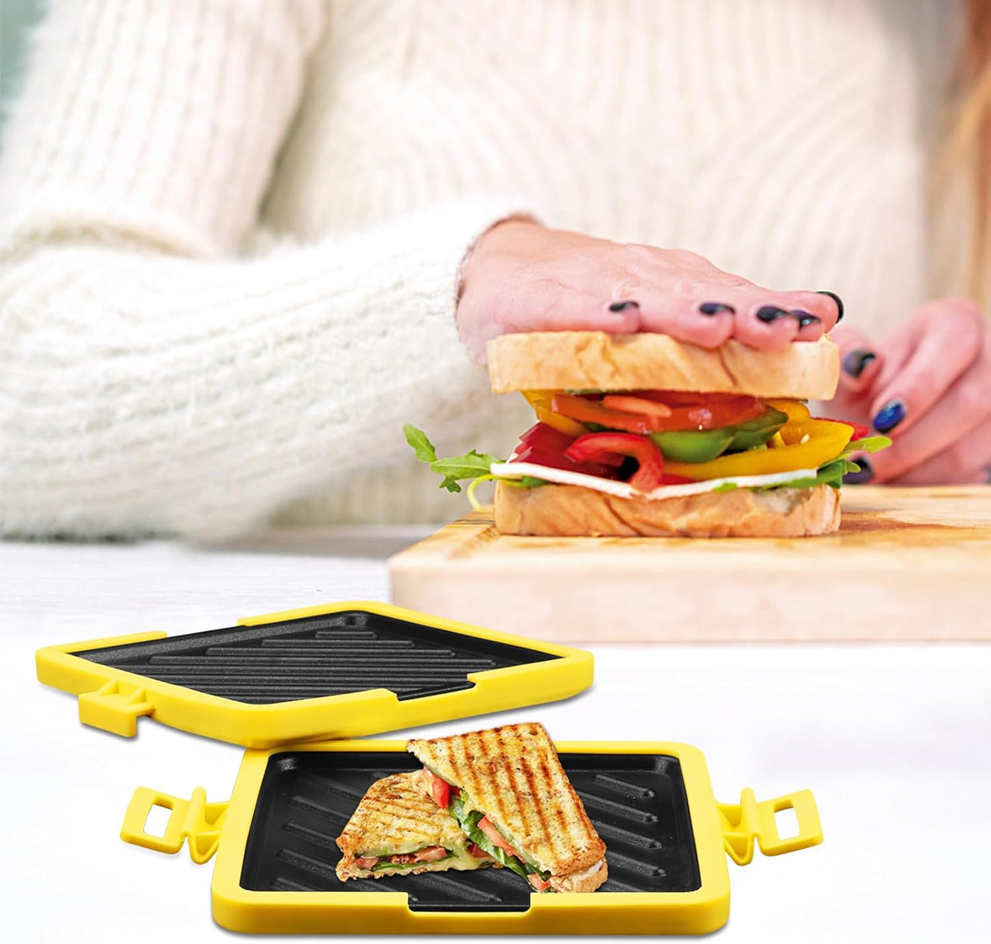 🍔 Microwave Toaster Sandwich Maker: Crispy Meals in 3-5 Mins