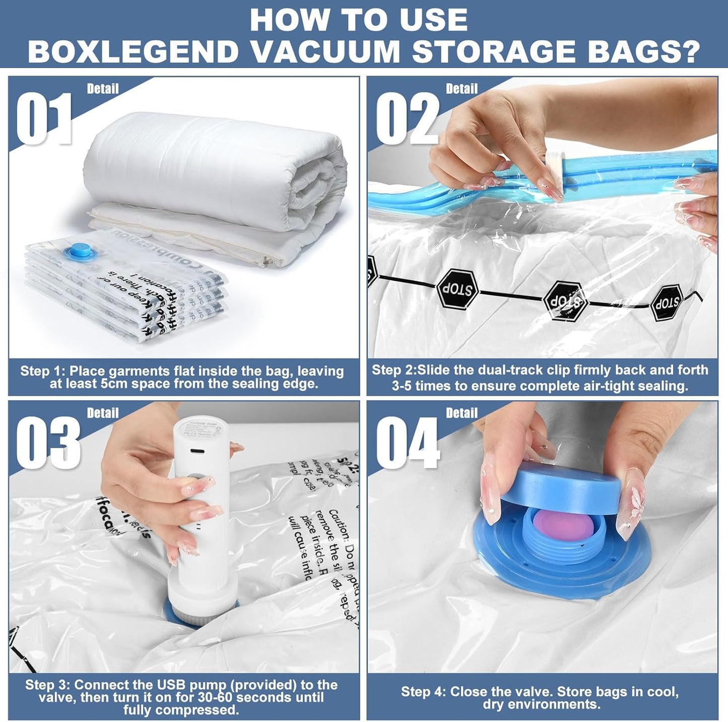 📦 Vacuum Storage Bags - 80% Space Saving Airtight Seal Bags