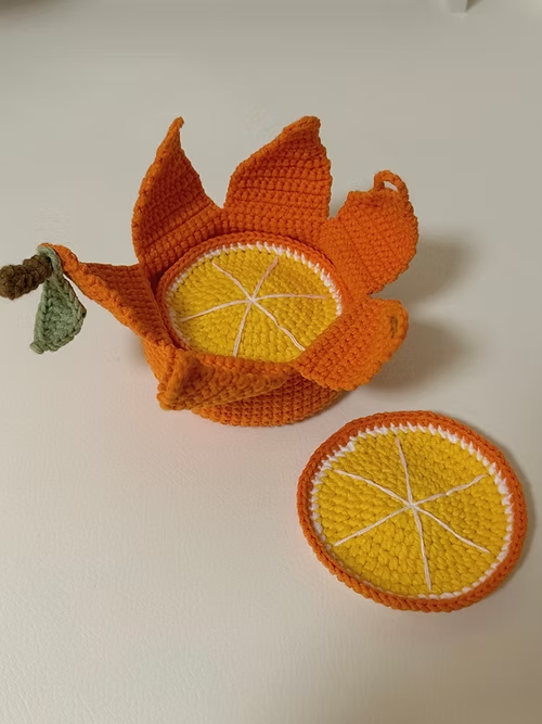 🍊 Crochet Fruit Cup Mat Set