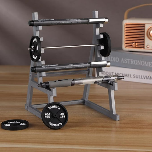 🏋️ Desk Pen Holder: Mini Barbell Rack for Pens & Small Supplies