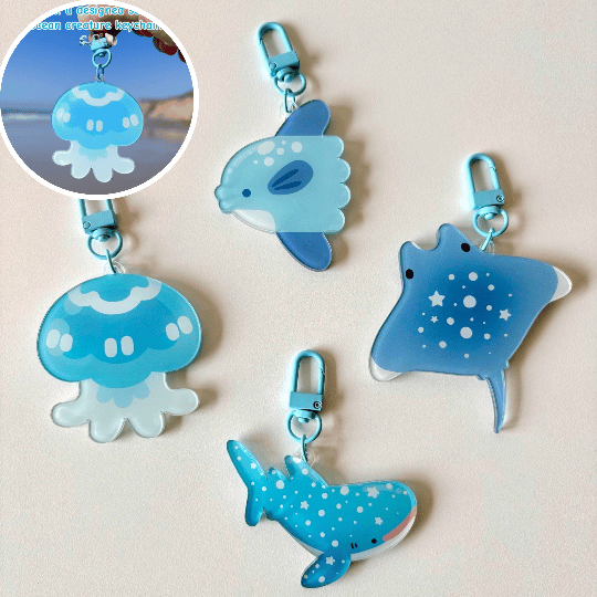 ocean critters acrylic charms