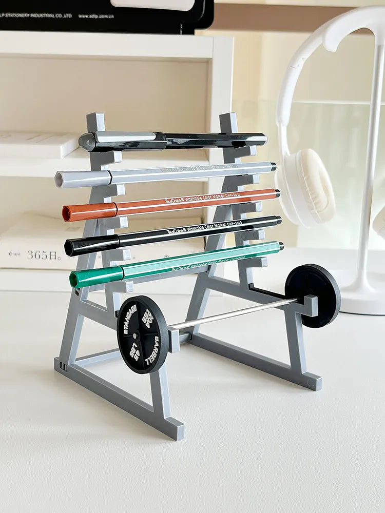 🏋️ Desk Pen Holder: Mini Barbell Rack for Pens & Small Supplies