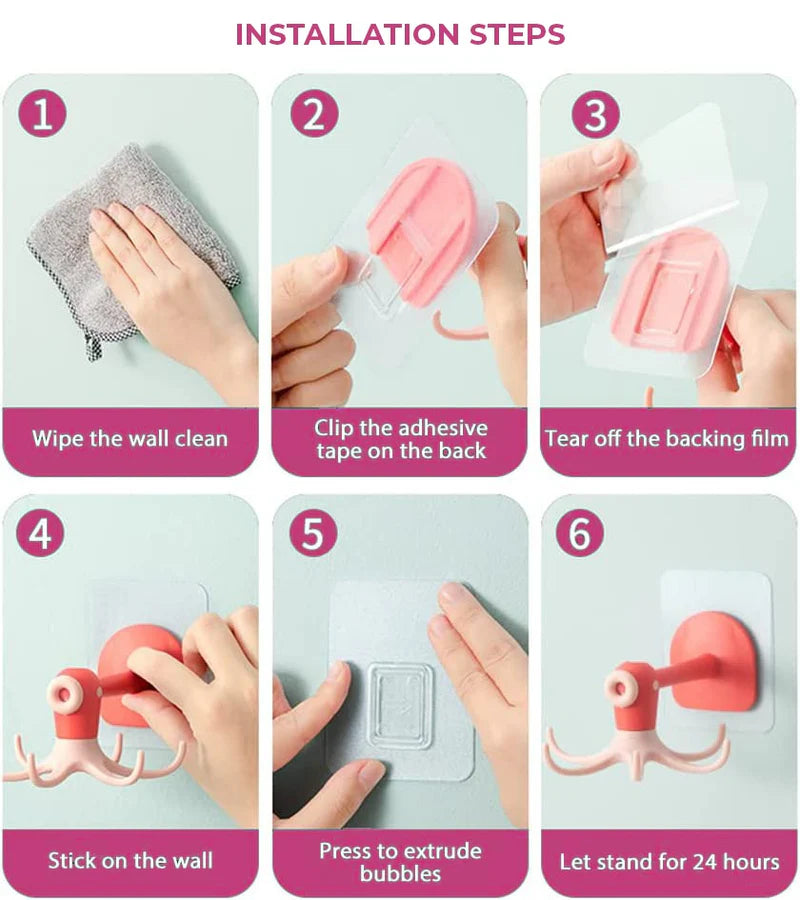 360° Rotating Octopus Adhesive Hook: No-Drill Storage🛡️