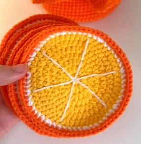 🍊 Crochet Fruit Cup Mat Set