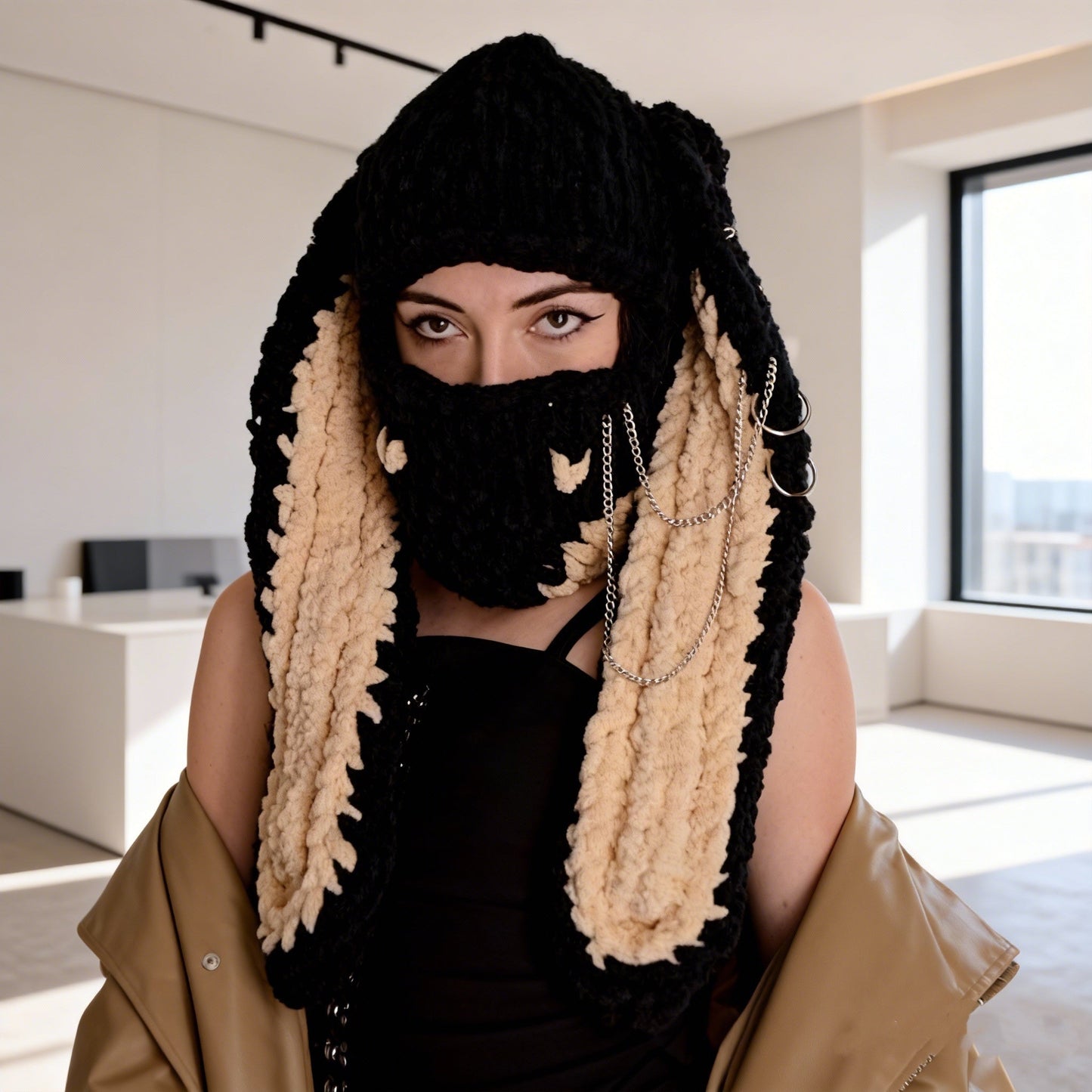 Knit Plush Bunny Hat