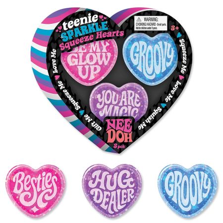 ✨NeeDoh Sparkle Hearts Teenie Set - Mini Squishy Fidget Sensory Toy